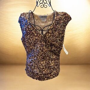 Carlisle Gold and Brown Sequin Women's Blouse